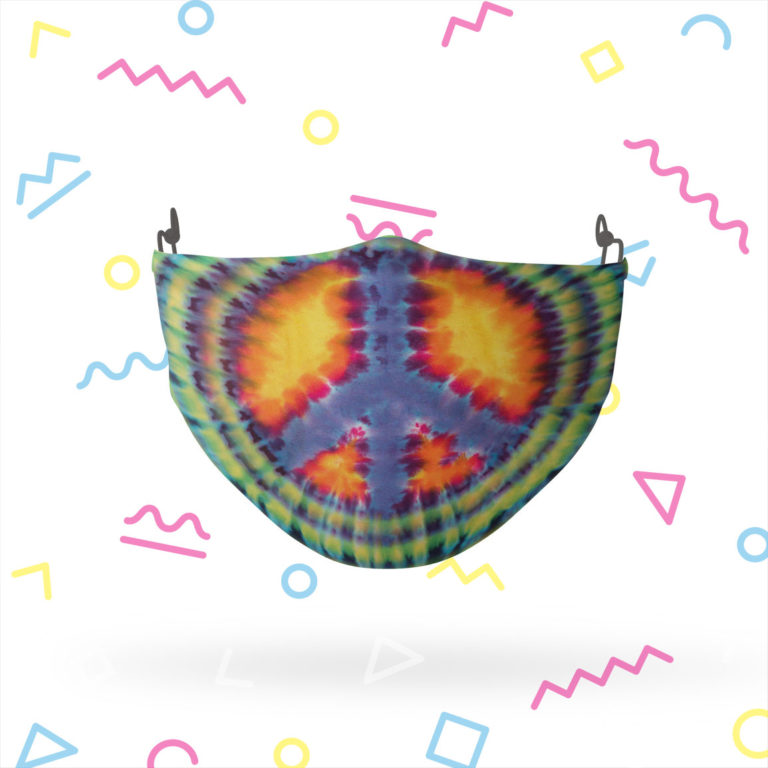 Tie Dye Peace Symbol Face Mask