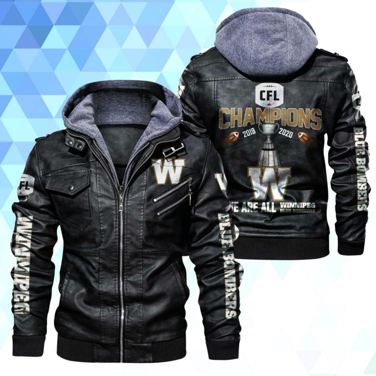 Winnipeg Blue Bombers 2019 2020 CFL Chamtpions Leather Jacket