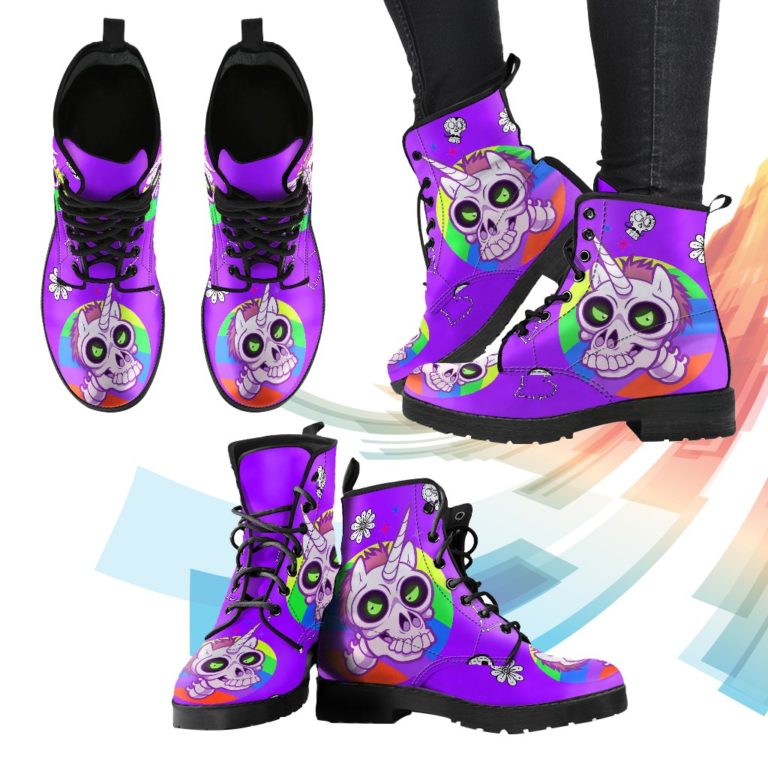 Zombie Unicorn Ladies Leather Look Boots