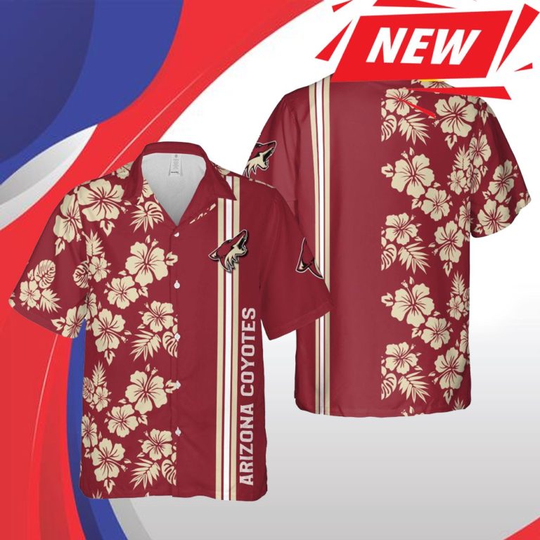 Arizona Coyotes Nhl Phoenix Hawaii Floral Ice Hockey Short Sleeve Casual Hawaiian Shirt