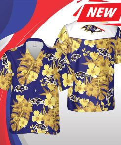 Baltimore Ravens Nfl Baltimore Hawaii Floral Football Short Sleeve Casual Hawaiian Shirt