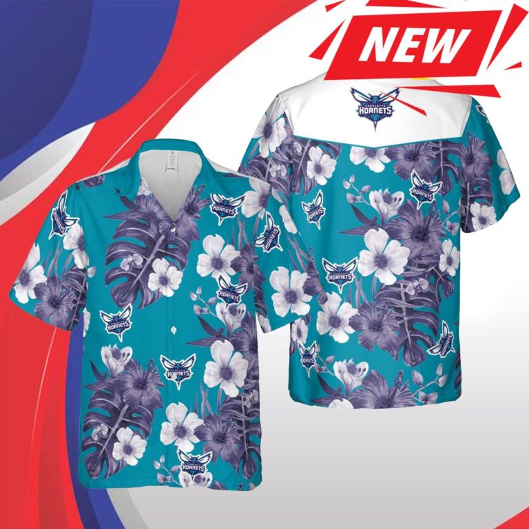 Charlotte Hornets Nba Charlotte Hawaii Floral Basketball Short Sleeve Casual Hawaiian Shirt