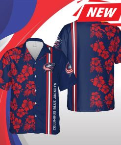 Columbus Blue Jackets Nhl Columbus Ohio Hawaii Floral Ice Hockey Casual Hawaiian Shirt