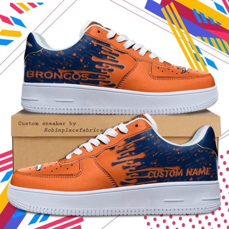 Denver Broncos NFL Dripping Color Pattern Personalized Sneaker, Streetwear Shoes