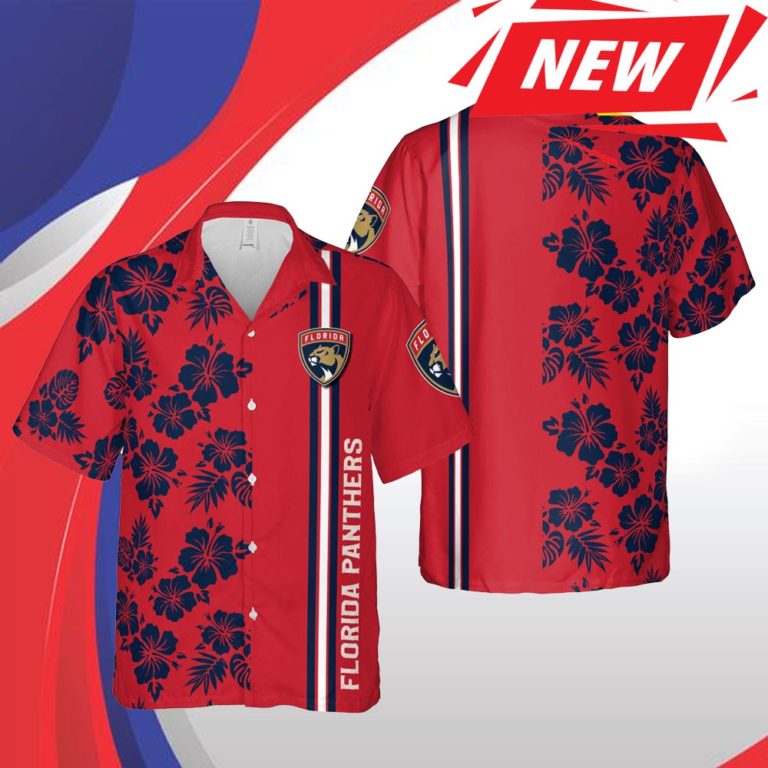 Florida Panthers Nhl Miami Hawaii Floral Ice Hockey Short Sleeve Casual Hawaiian Shirt