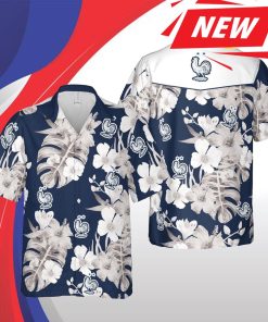 France Euro Hawaii Floral Football Aloha Casual Short Sleeve Fashion