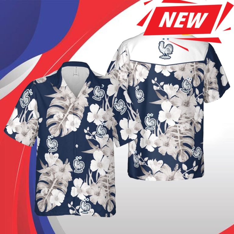 France Euro Hawaii Floral Football Aloha Casual Short Sleeve Fashion
