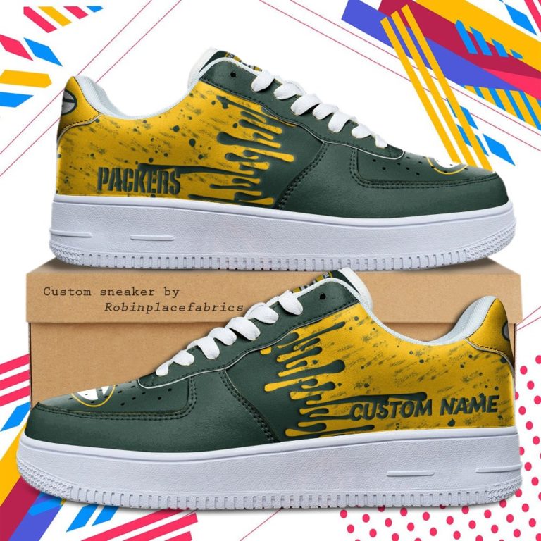 Green Bay Packers NFL Dripping Color Pattern Sneaker, Streetwear Shoes