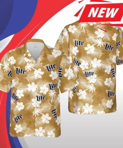 Miller Lite Hawaii Floral Casual Hawaiian Shirt