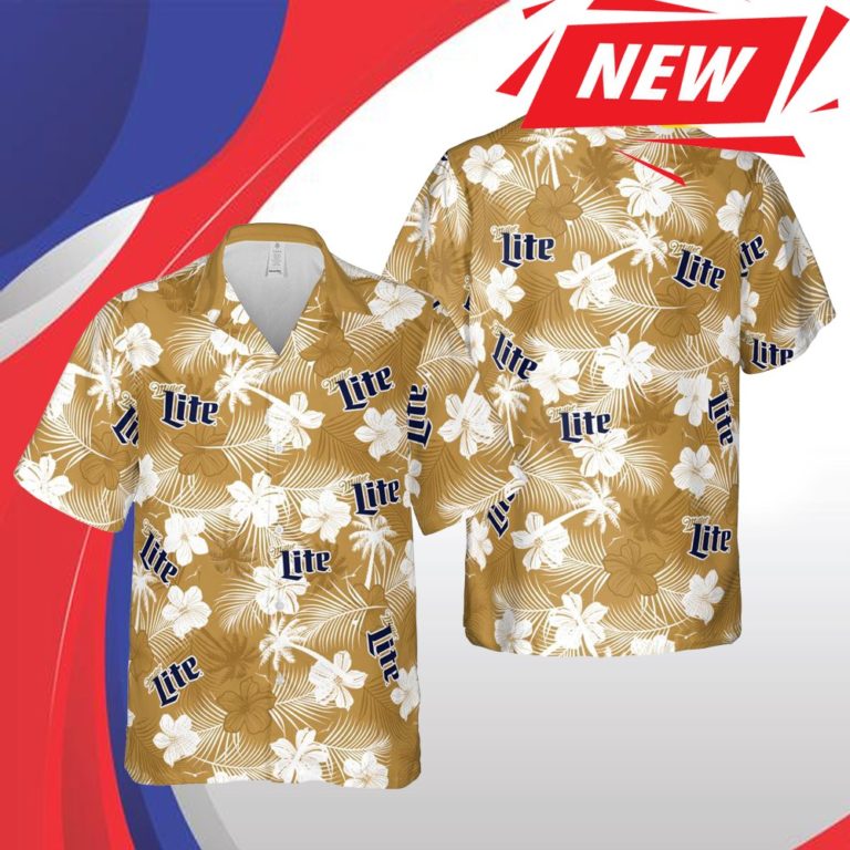 Miller Lite Hawaii Floral Casual Hawaiian Shirt