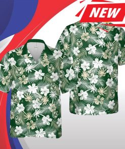 Milwaukee Bucks Nba Milwaukee Hawaii Floral Basketball Short Sleeve Casual Hawaiian Shirt