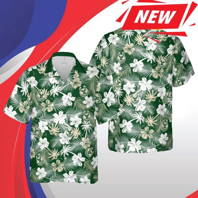 Milwaukee Bucks Nba Milwaukee Hawaii Floral Basketball Short Sleeve Casual Hawaiian Shirt