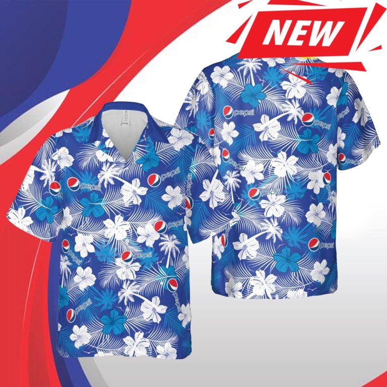 Pepsi Hawaii Floral Short Sleeve Casual Hawaiian Shirt