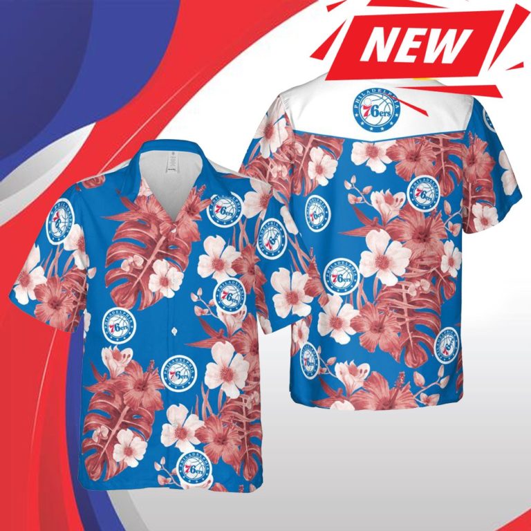 Philadelphia 76ers Nba Hawaii Floral Basketball Short Sleeve Casual Hawaiian Shirt