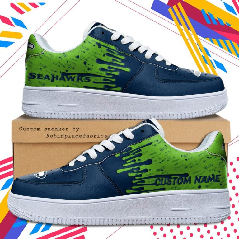 Seattle Seahawks NFL Dripping Color Pattern Sneaker, Streetwear Shoes