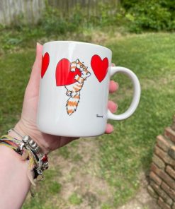 1980s Valentines Heart Cat Ceramic Coffee Cup