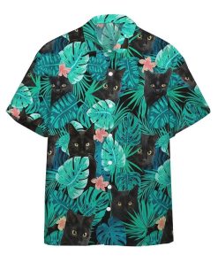 3D Black Cat Tropical Hawaiian Shirt