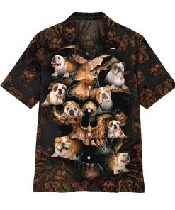 3D Bulldog Skull 3D Print Hawaiian Shirt