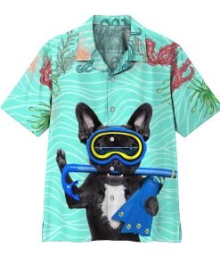 3D Scuba Diving French Bull Dog Hawaiian Shirt