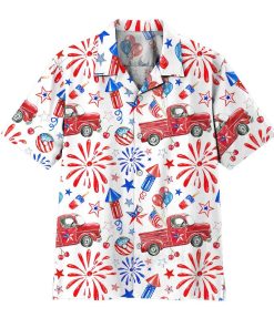 3D 4Th Of July Celebration Short Sleeve Button Down Hawaiian Shirt