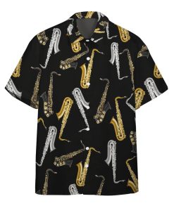 3D Amazing Saxophone Custom Short Sleeve Button Down Hawaiian Shirt