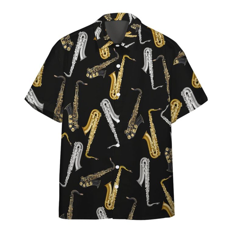 3D Amazing Saxophone Custom Short Sleeve Button Down Hawaiian Shirt