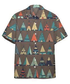 3D American Native Tents Short Sleeve Button Down Hawaiian Shirt