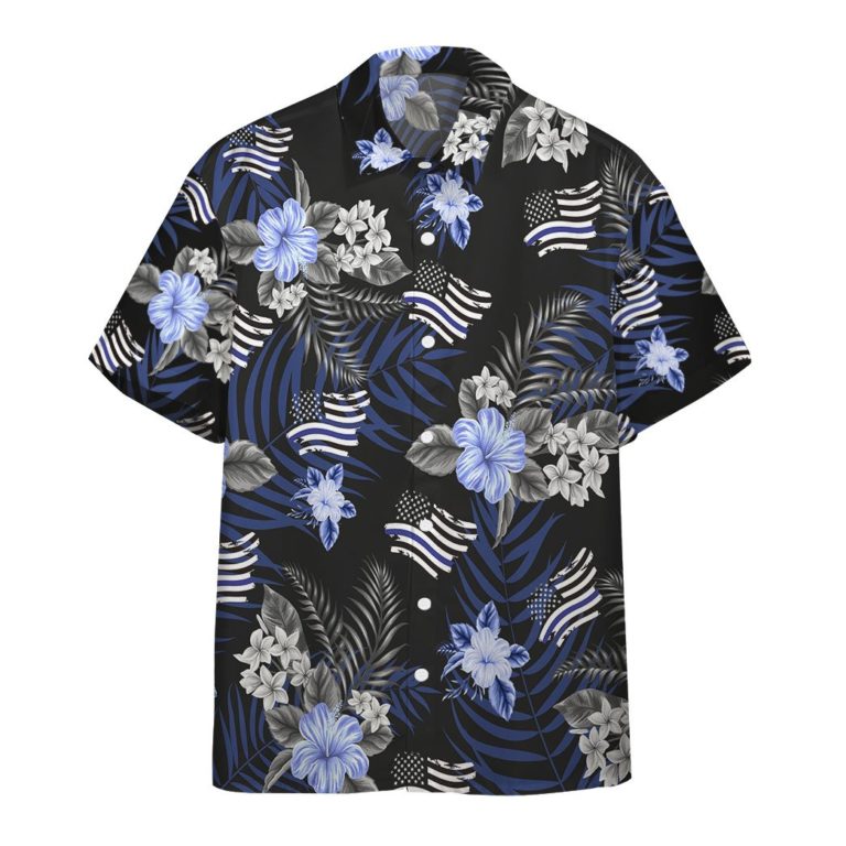 3D Back The Blue Hawaiian Custom Short Sleeve Shirt