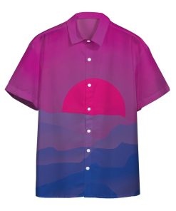 3D Bis Pride Sunrise Custom Short Sleeve Button Down Hawaiian Shirt