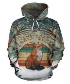 3D Camping Hoodie Fox I Hate People Full Size