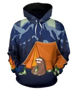 3D Camping Hoodie If I’m Drunk Sloth Dark Blue Full Size