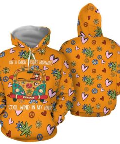 3D Camping Hoodie On A Dark Desert Highway Hippie Orange Full Size