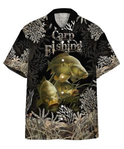 3D Carp Fishing Short Sleeve Button Down Hawaiian Shirt