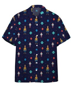 3D Cowboy In Space Custom Short Sleeve Button Down Hawaiian Shirt