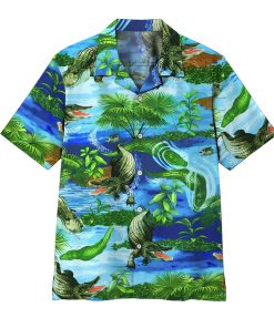 3D Crocodile Short Sleeve Button Down Hawaiian Shirt