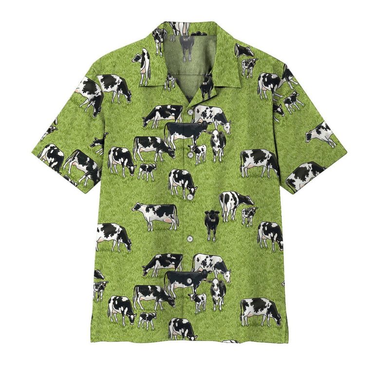 3D Dairy Cow Short Sleeve Button Down Hawaiian Shirt