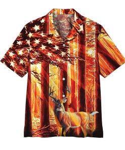 3D Deer Hunting Short Sleeve Button Down Hawaiian Shirt