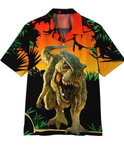 3D Dinosaur Short Sleeve Button Down Hawaiian Shirt