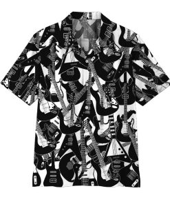 3D Electric Guitar Short Sleeve Button Down Hawaiian Shirt