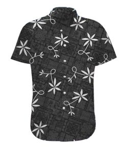 3D Elv Prl Black Short Sleeve Button Down Hawaiian Shirt