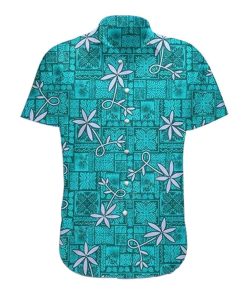 3D Elv Prl Blue Short Sleeve Button Down Hawaiian Shirt
