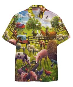 3D Farm Animal Short Sleeve Button Down Hawaiian Shirt