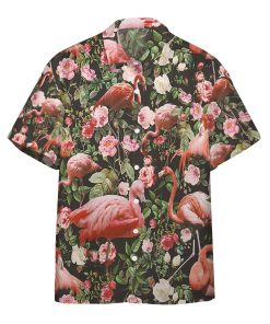 3D Floral And Flamingo Custom Short Sleeve Button Down Hawaiian Shirt
