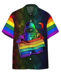 3D Gay Pride Astronaut Custom Short Sleeve Button Down Hawaiian Shirt