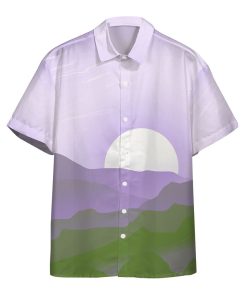 3D Genderqueer Pride Sunrise Custom Short Sleeve Button Down Hawaiian Shirt