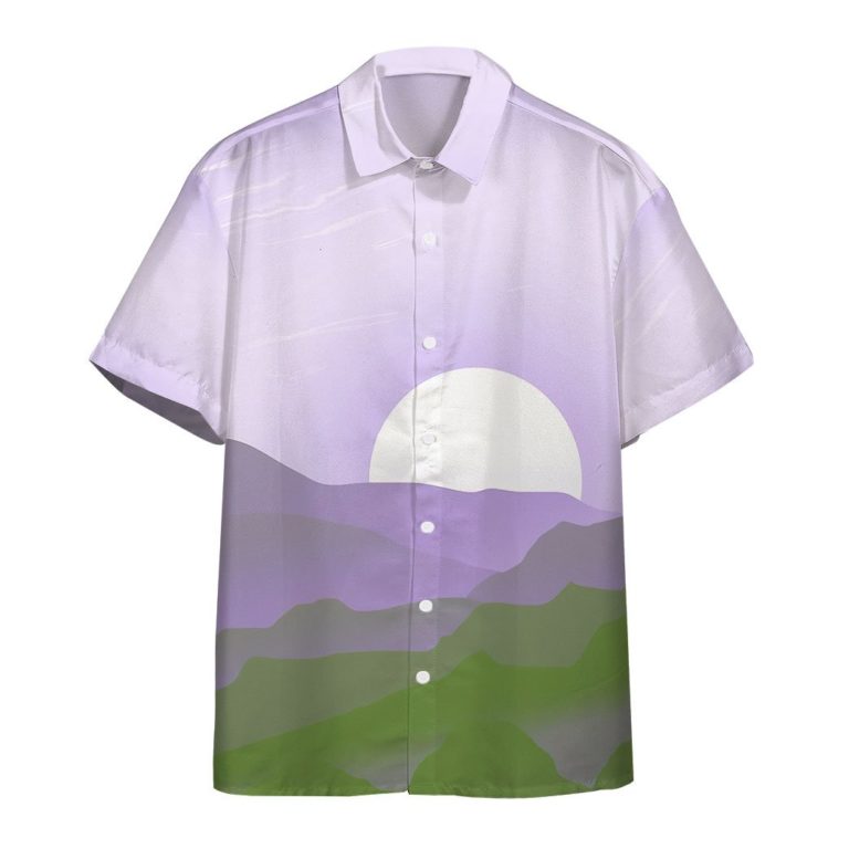 3D Genderqueer Pride Sunrise Custom Short Sleeve Button Down Hawaiian Shirt