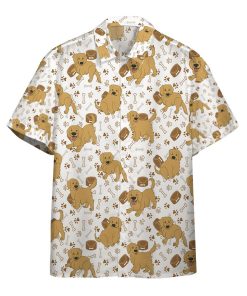 3D Golden Retriever Custom Short Sleeve Button Down Hawaiian Shirt