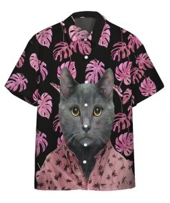 3D Hawaiian Chartreaux Cat Custom Short Sleeve Shirt