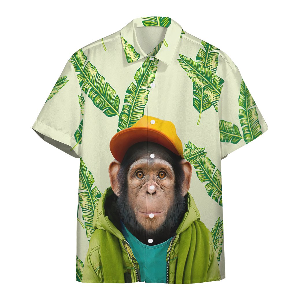 3D Hawaiian Common Chimpanzee Custom Short Sleeve Shirt - RobinPlaceFabrics