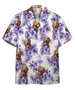 3D Hawaiian Hibiscus Golden Retriever Custom Short Sleeve Shirt